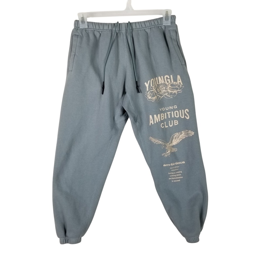 YoungLA Sweatpants Men Small Gray Ambitious Club Graphic Joggers 233 YLA2249